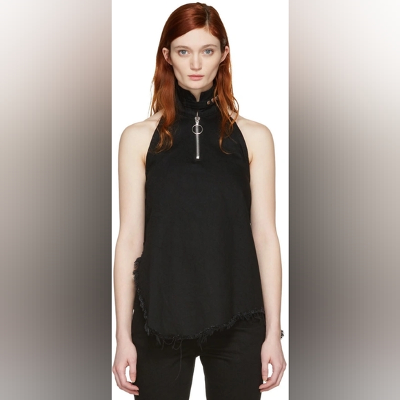 MARQUES ALMEIDA Black Denim Halterneck Top - Picture 1 of 11